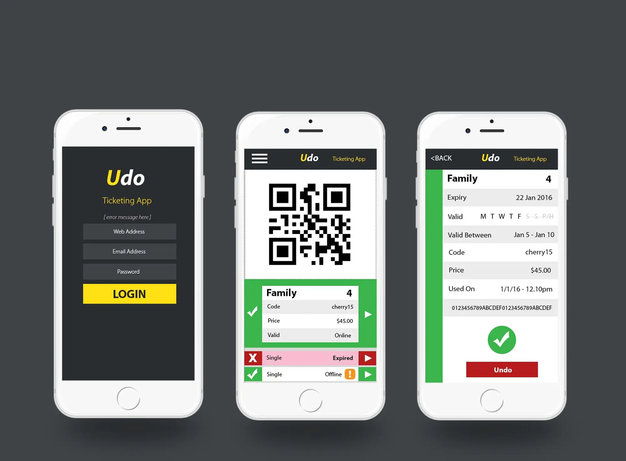 Mobile Ticket validation app on iPhone