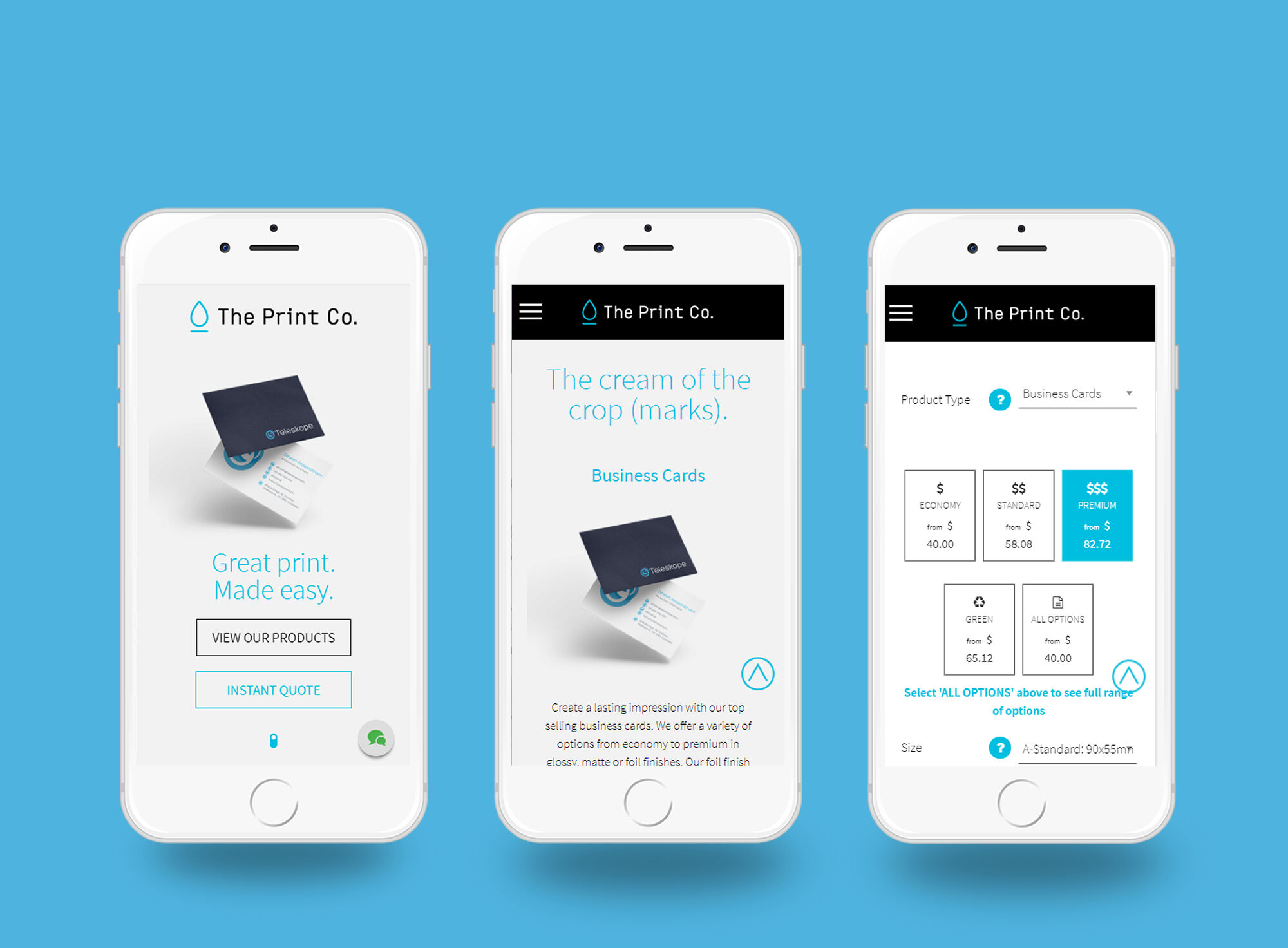 The Print Co Mobile view