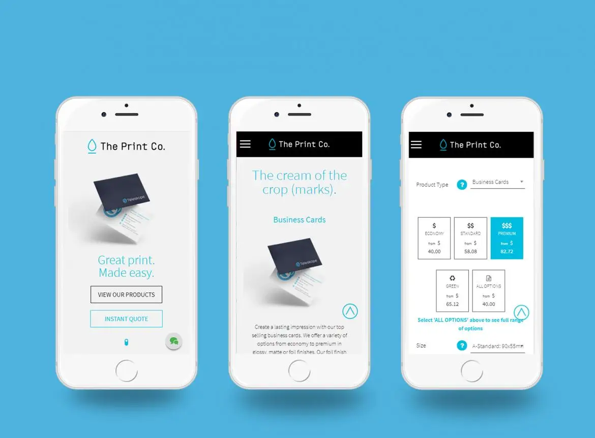 The Print Co Mobile view