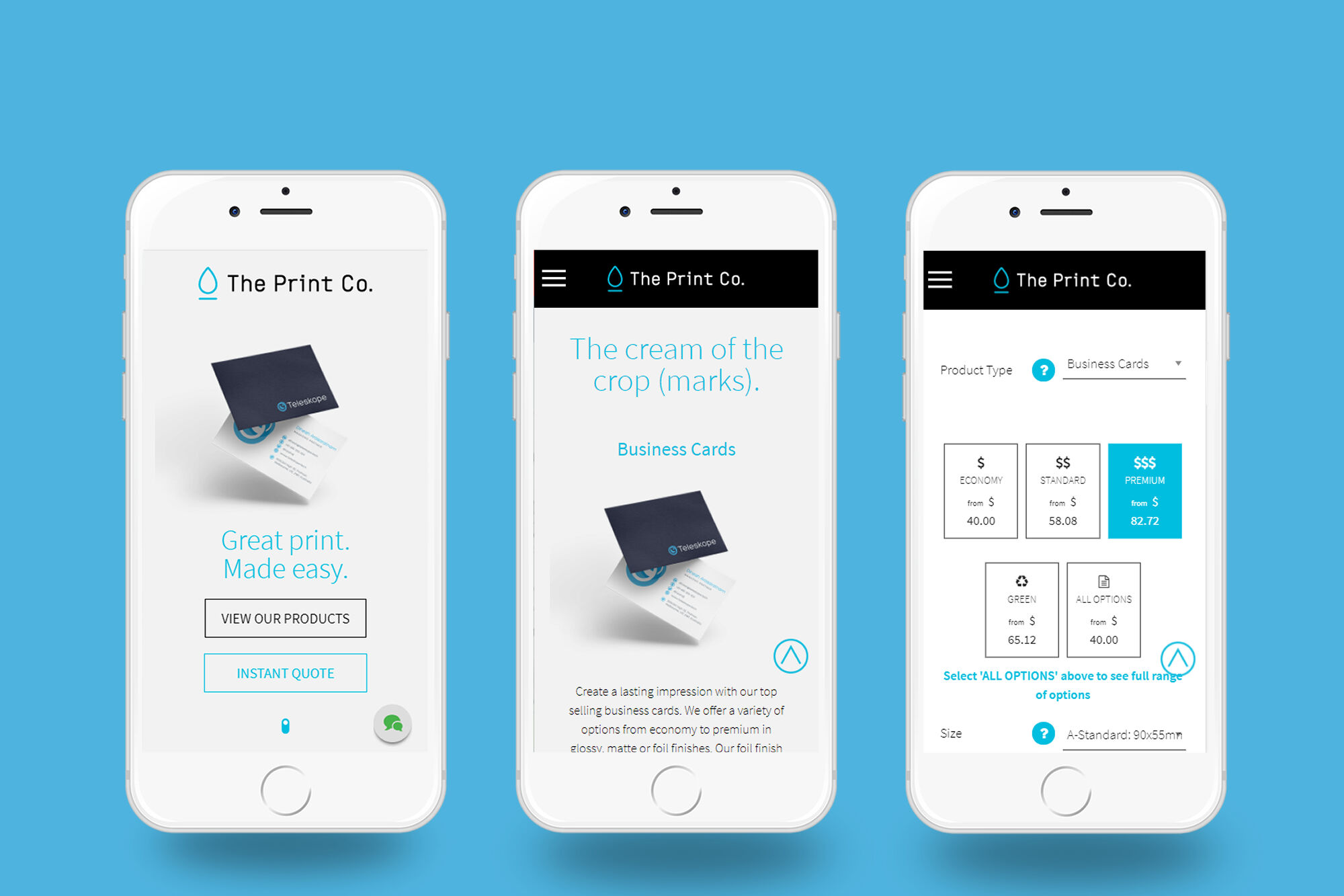 The Print Co Mobile view