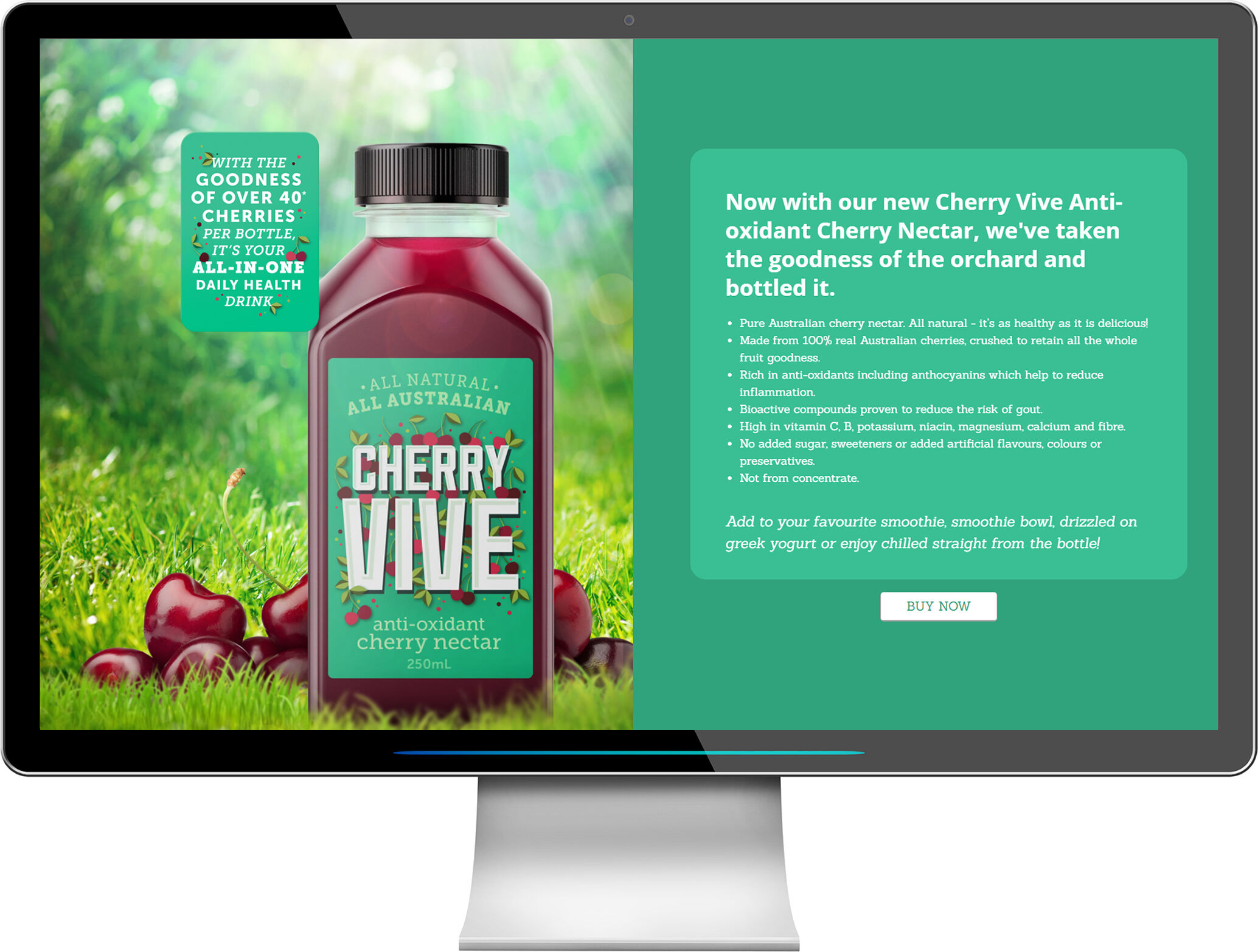 Cherry Vive - Cherry Nectar, Pure Australian cherry nectar. All natural - it’s as healthy as it is delicious!