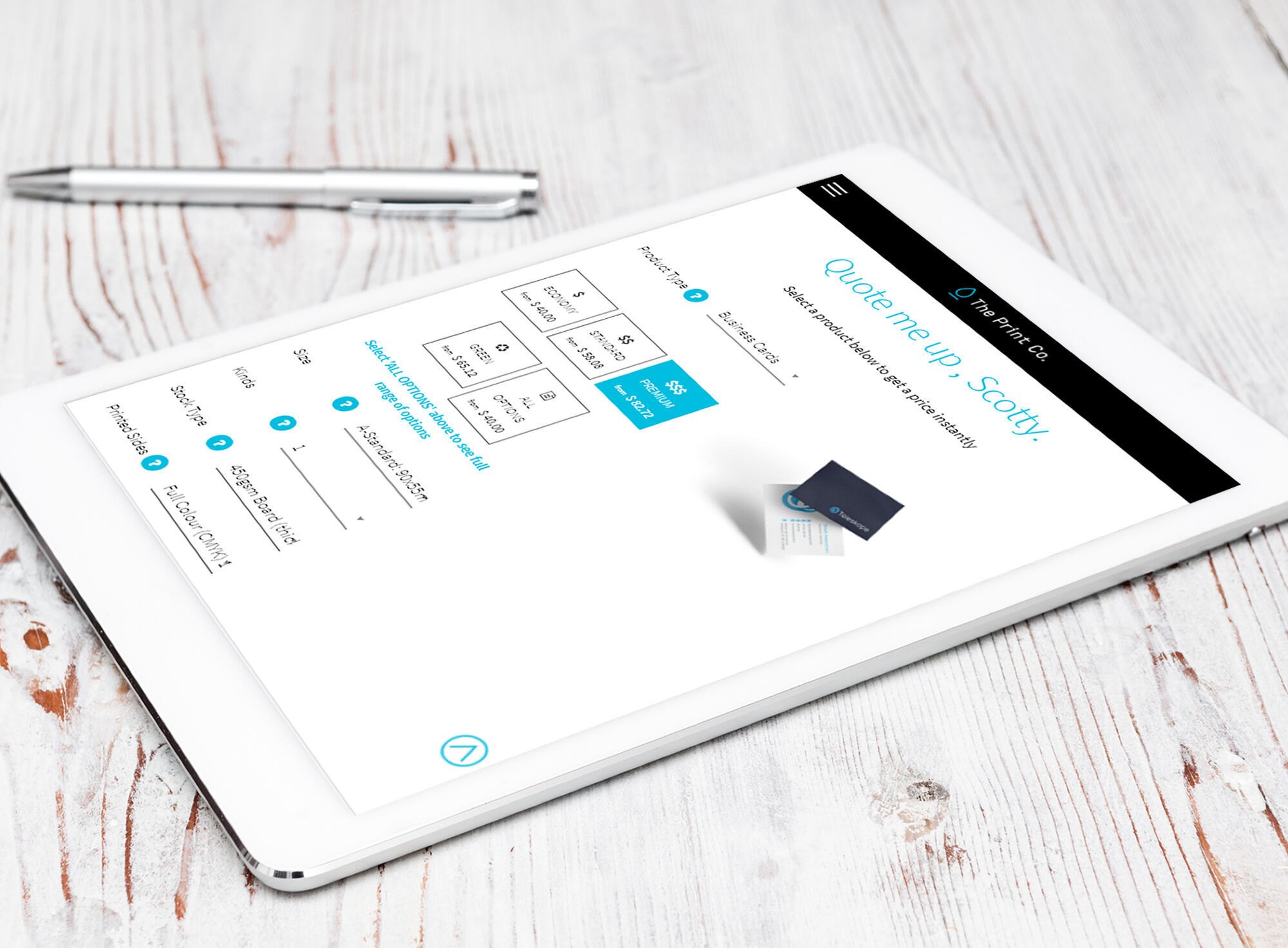 The Print Co iPad view