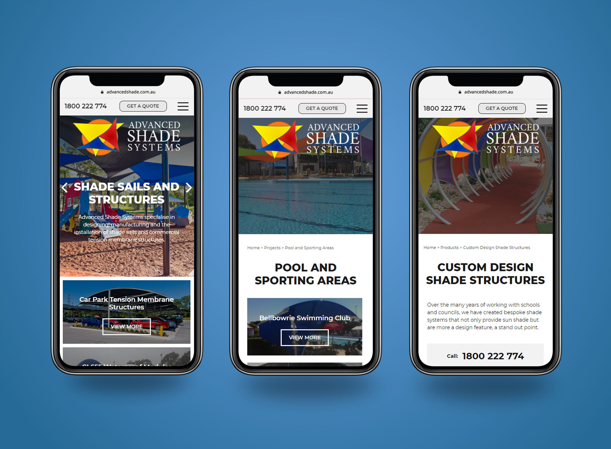 Advanced Shade Systems mobile view