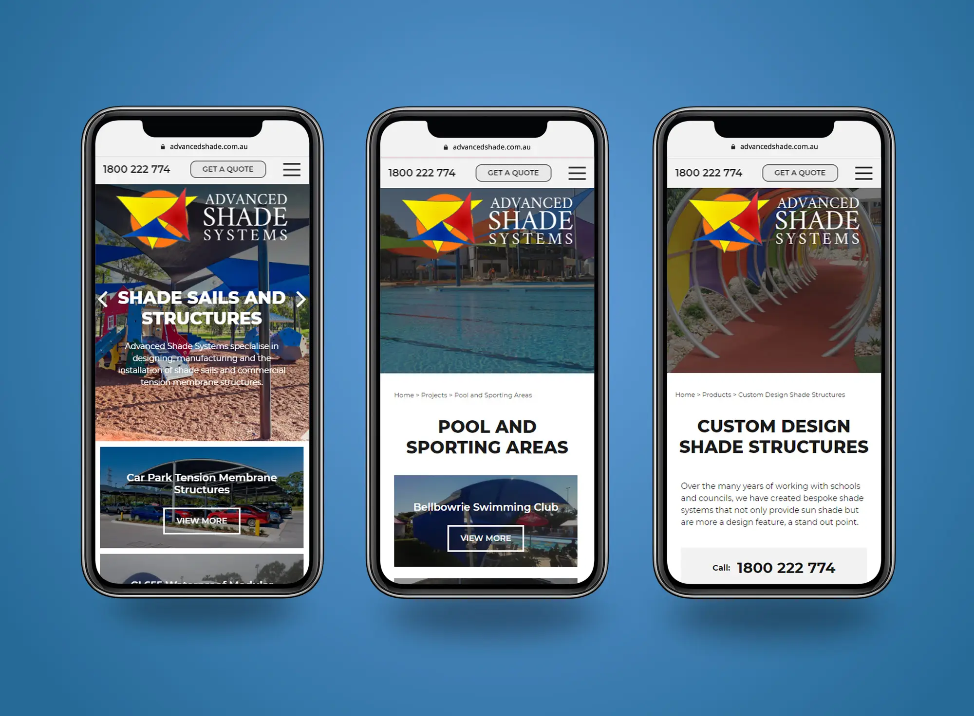 Advanced Shade Systems mobile view