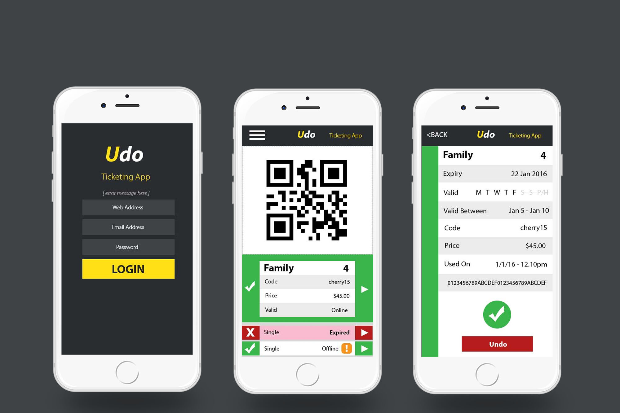 Mobile Ticket validation app on iPhone