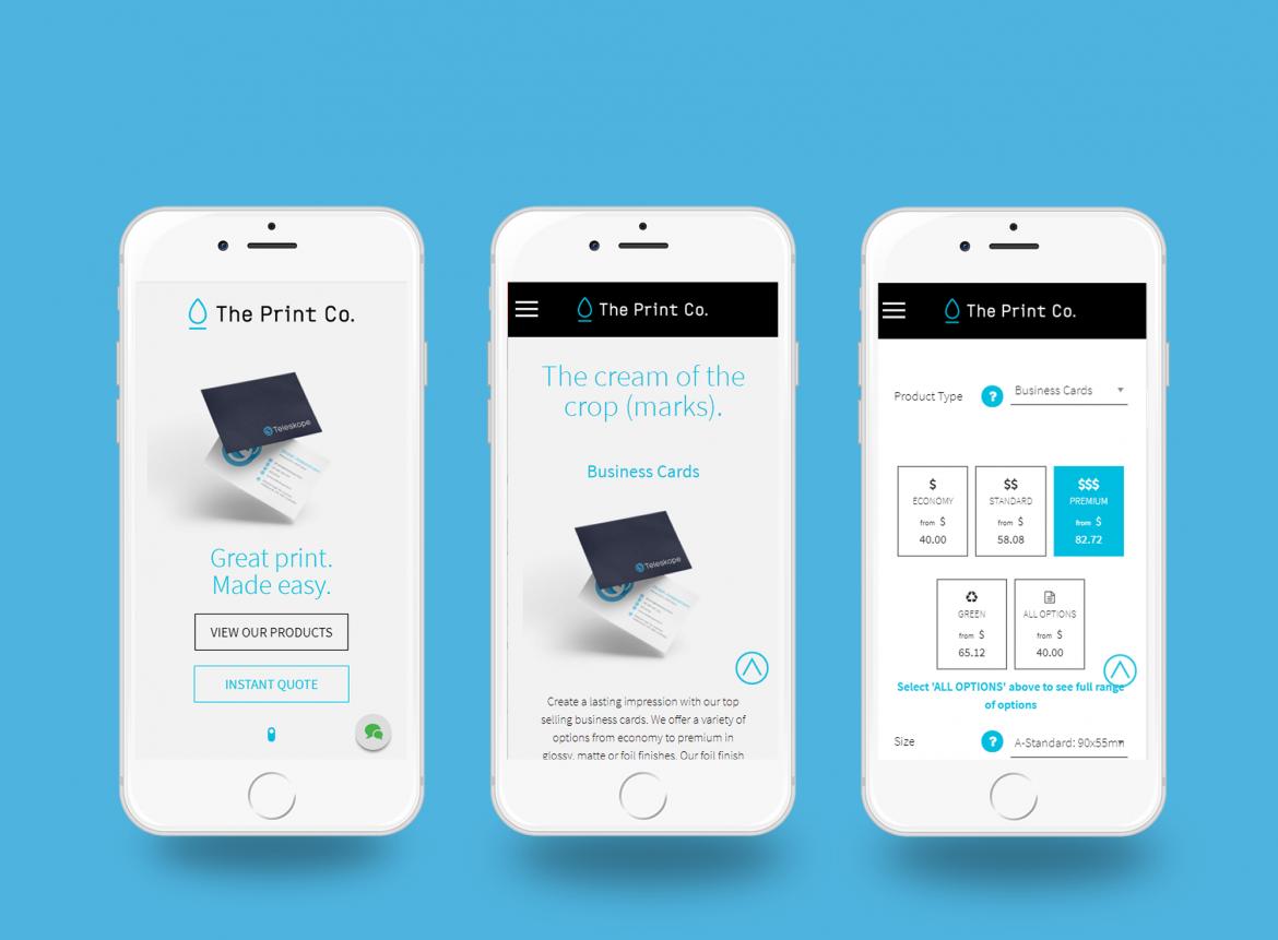 The Print Co Mobile view